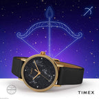 Timex Celestial Opulence Ladies Watch with Black Dial and Black Leather Strap TW2T87600