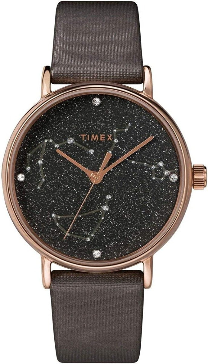 Timex Ladies Watch with Brown Dial with Brown Leather Strap TW2T87700