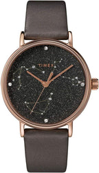 Timex Ladies Watch with Brown Dial with Brown Leather Strap TW2T87700