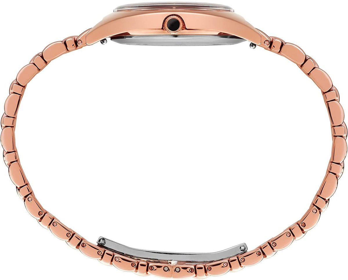 Timex Ladies Milano Watch with Black Dial and Rose Gold Bracelet TW2T90500