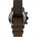 Timex Trend Mens Chronograph Watch with Black Dial and Brown Strap TW2U02100