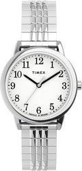 Timex Ladies Easy Reader Watch with White Indiglo Dial and Silver Expander Band TW2U08600