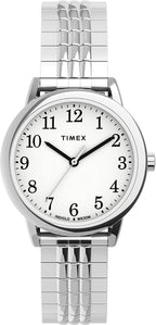 Timex Ladies Easy Reader Watch with White Indiglo Dial and Silver Expander Band TW2U08600