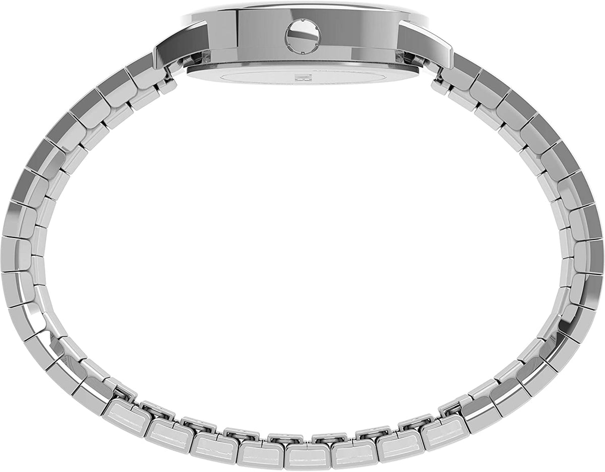 Timex Ladies Easy Reader Watch with White Indiglo Dial and Silver Expander Band TW2U08600