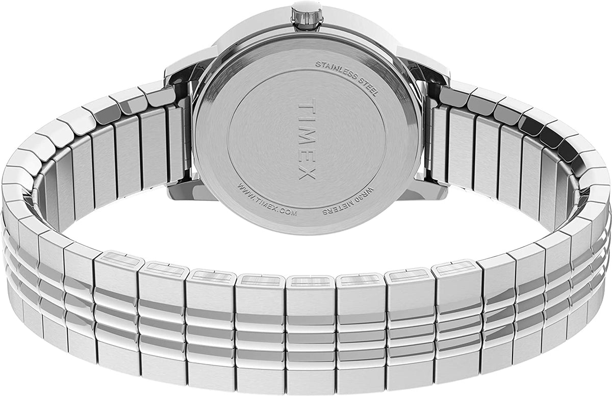 Timex Ladies Easy Reader Watch with White Indiglo Dial and Silver Expander Band TW2U08600