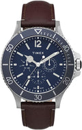 Timex Mens Watch with Blue Dial and Brown Leather Strap TW2U13000