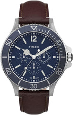 Timex Mens Watch with Blue Dial and Brown Leather Strap TW2U13000