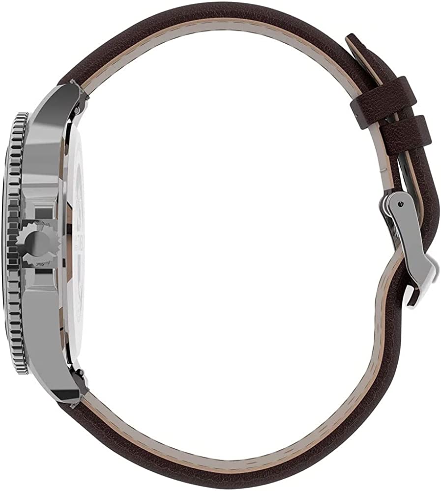 Timex Mens Watch with Blue Dial and Brown Leather Strap TW2U13000