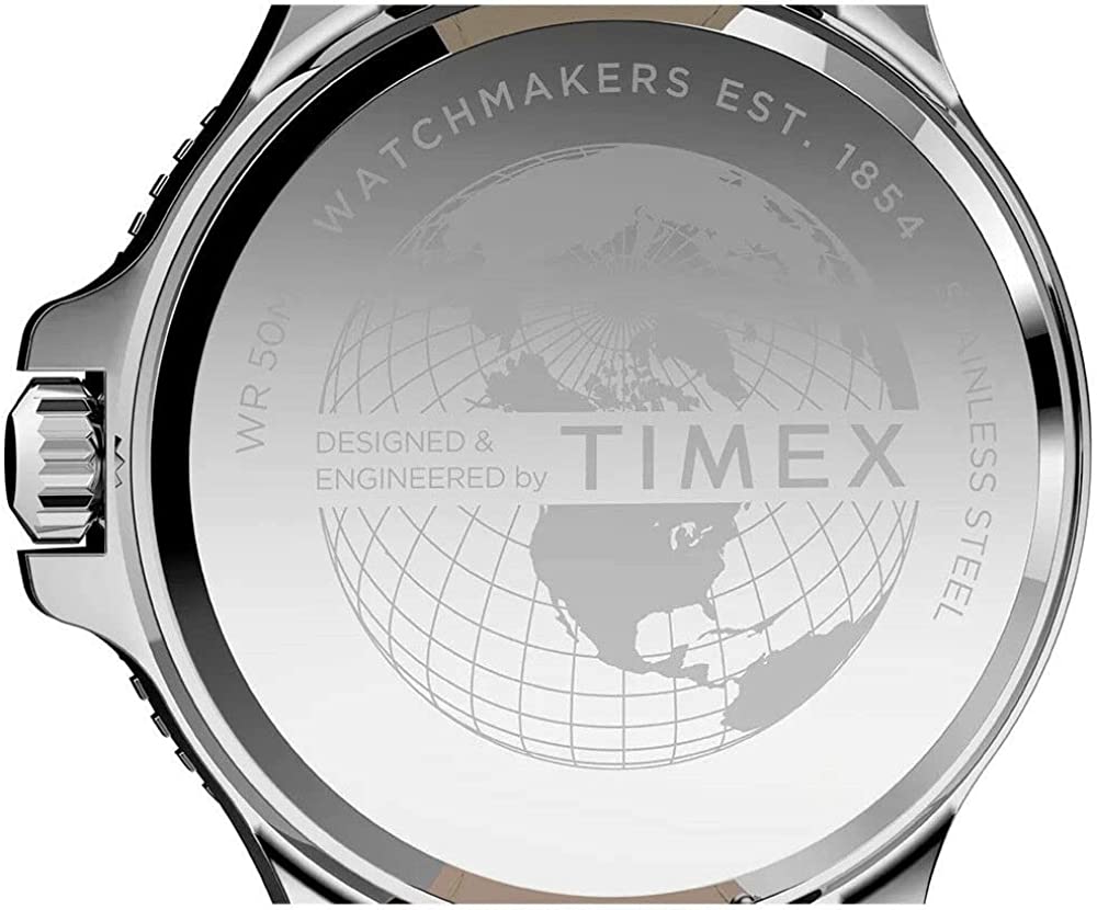 Timex Mens Watch with Blue Dial and Brown Leather Strap TW2U13000