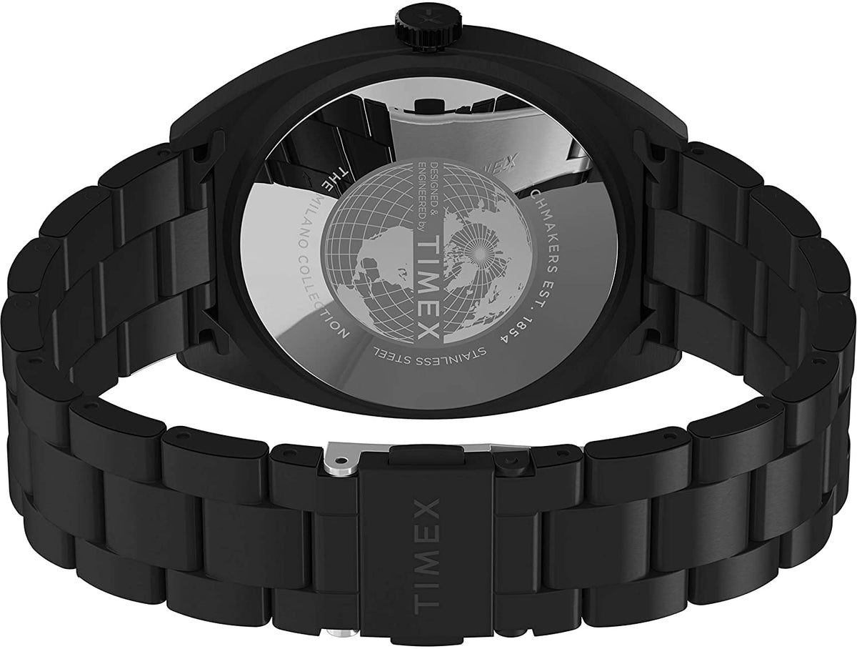 Timex Men's Milano XL Watch with Black Dial and Back Strap TW2U15500