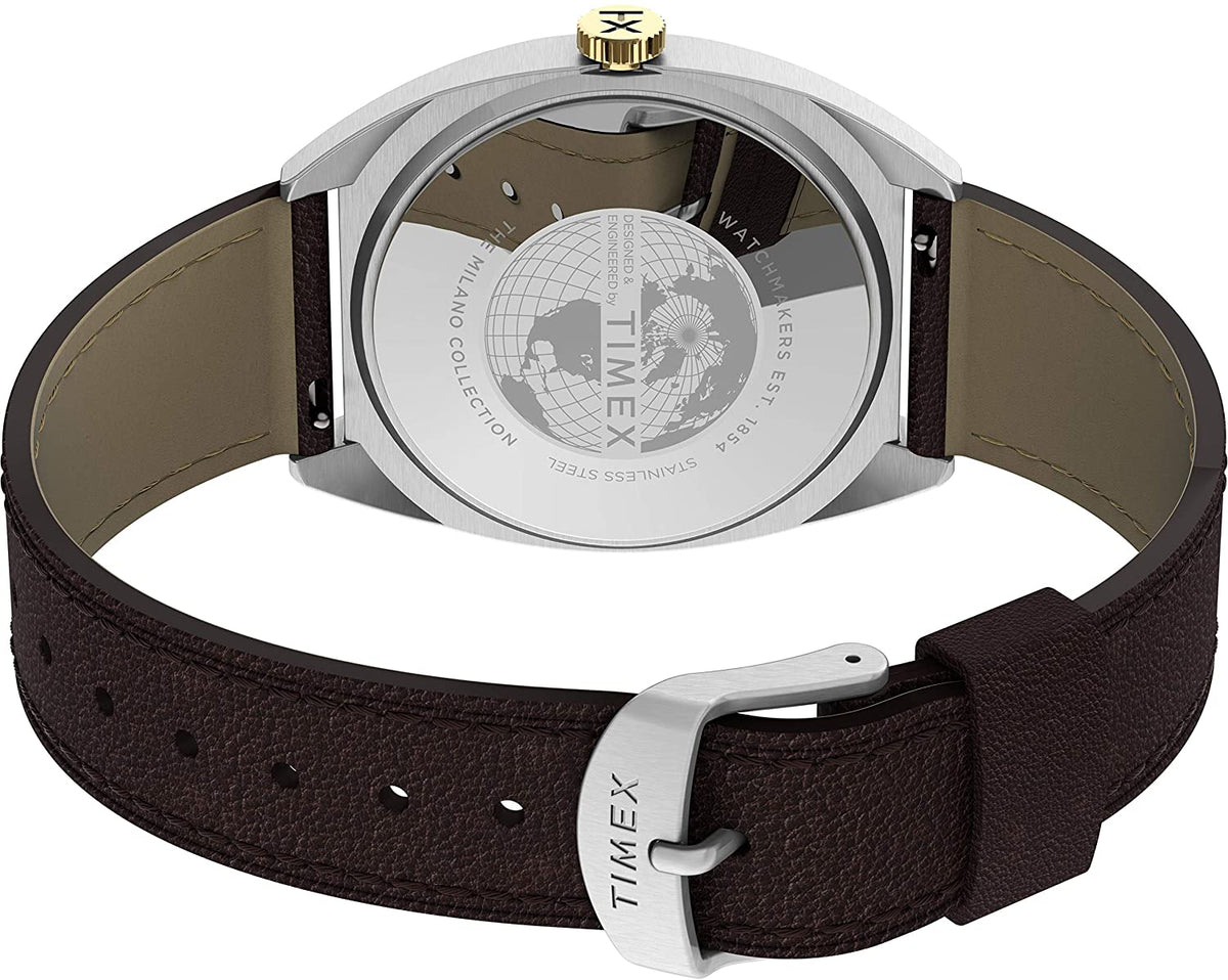 Timex Men's Milano XL Watch with Black Dial and Brown Strap TW2U15800