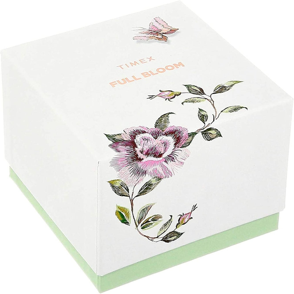 Timex Full Bloom Ladies Watch with Pink Dial and Gold Strap TW2U19100
