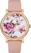 Timex Ladies Full Bloom Dial Watch with Pink Leather Strap TW2U19300