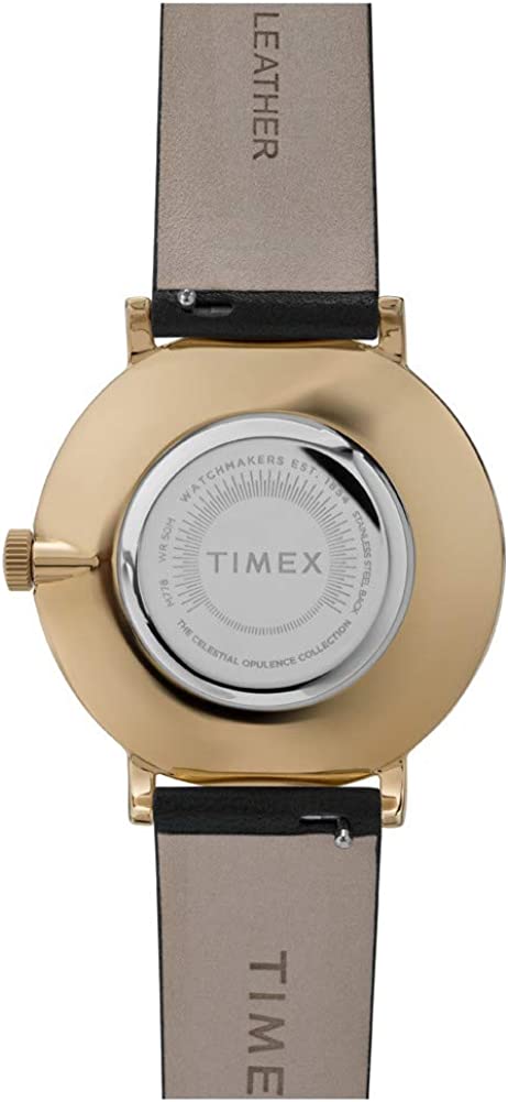 Timex Celestial Opulence Ladies Watch with Black Leather Strap TW2U41200