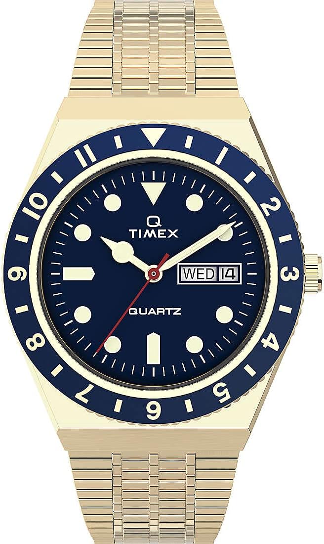 Cloc Menywod Timex gyda Deial Glas a Breichled Aur TW2U62000