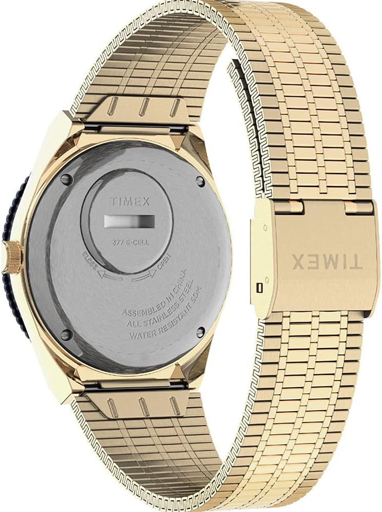 Timex Men's Watch with Blue Dial and Gold Bracelet TW2U62000