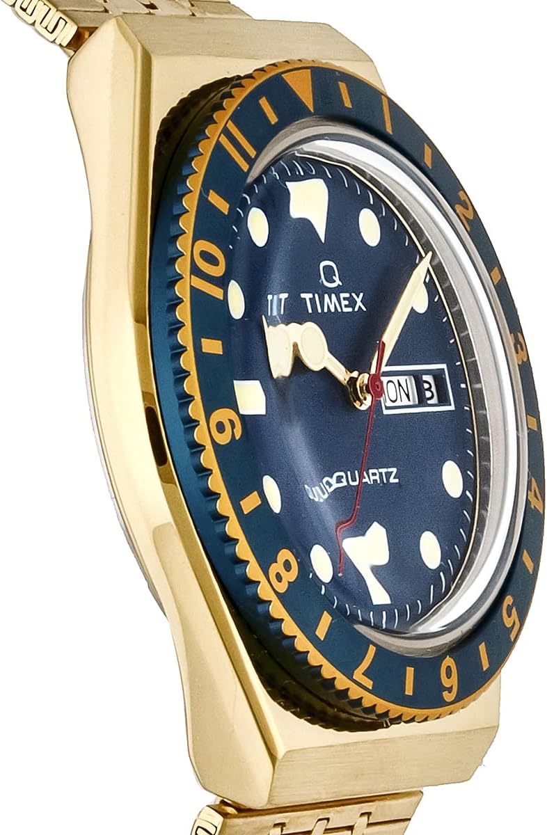 Timex Men's Watch with Blue Dial and Gold Bracelet TW2U62000