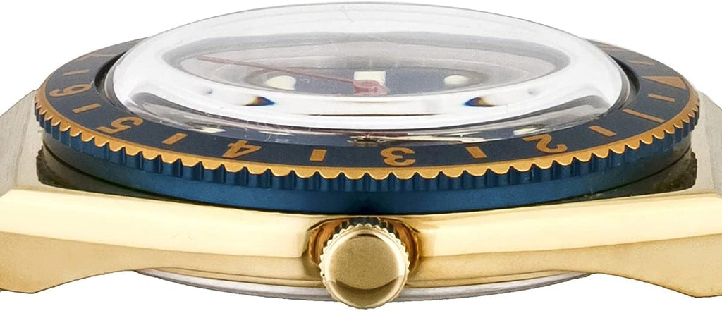Timex Men's Watch with Blue Dial and Gold Bracelet TW2U62000