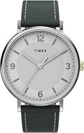 Timex Mens Watch with White Dial and Grey Leather Strap TW2U67500