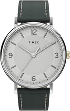 Timex Mens Watch with White Dial and Grey Leather Strap TW2U67500