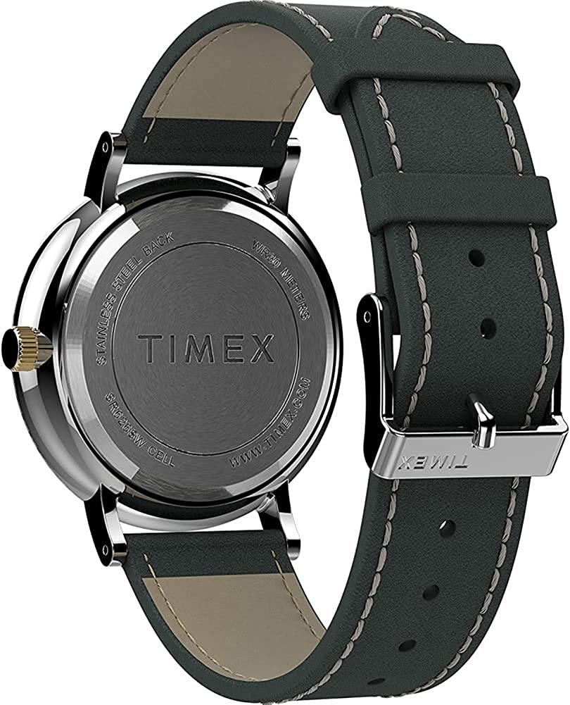 Timex Mens Watch with White Dial and Grey Leather Strap TW2U67500