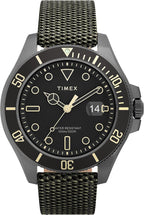 Timex Mens Watch with Black Dial and Green Strap TW2U81900