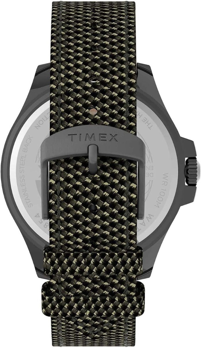Timex Mens Watch with Black Dial and Green Strap TW2U81900