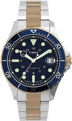 Timex Mens Automatic Watch with Blue Dial and Two Tone Bracelet TW2U83500