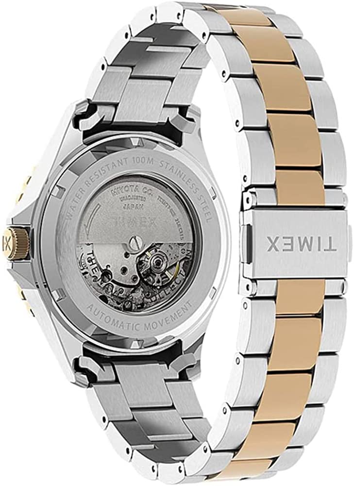 Timex Mens Automatic Watch with Blue Dial and Two Tone Bracelet TW2U83500