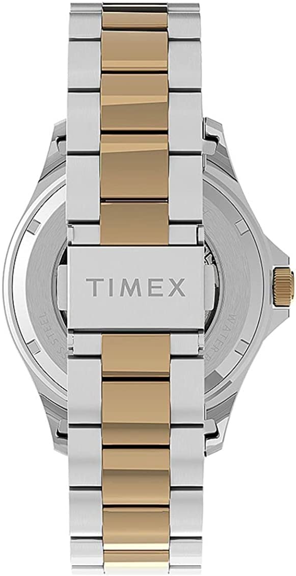 Timex Mens Automatic Watch with Blue Dial and Two Tone Bracelet TW2U83500