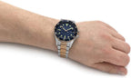 Timex Mens Automatic Watch with Blue Dial and Two Tone Bracelet TW2U83500