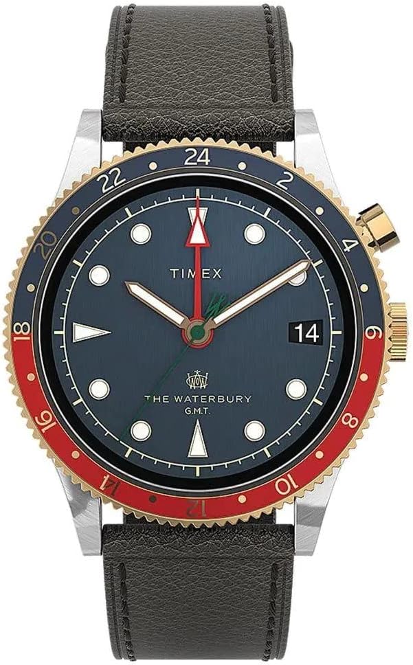 Timex Waterbury Mens Watch with Blue Dial and Brown Strap TW2U90500