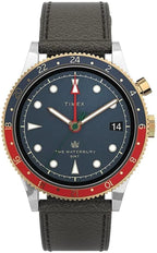 Timex Waterbury Mens Watch with Blue Dial and Brown Strap TW2U90500