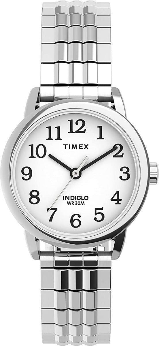 Timex Ladies Watch with White Dial and Stainless Steel Expanding Strap TW2V05800