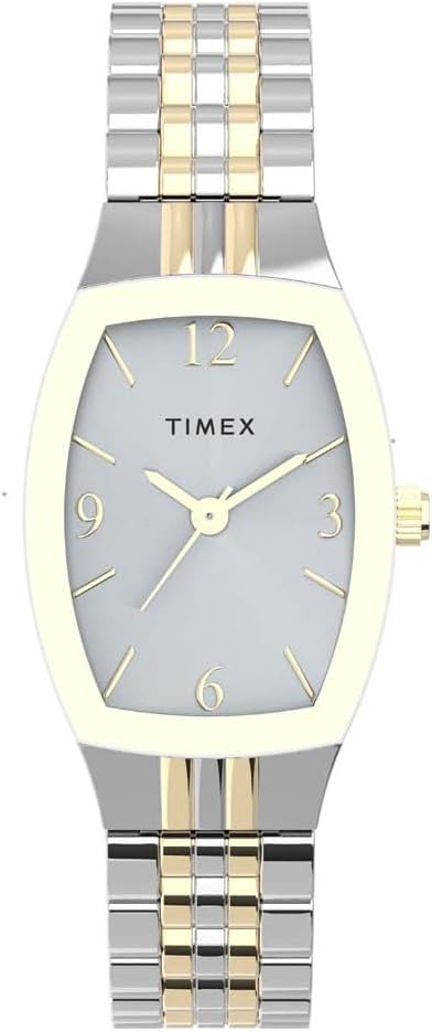 Cloc Menywod Timex Main Street gyda Deial Llwyd a Strap Ehangu Deuol TW2V25500