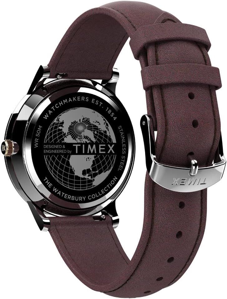 Timex Waterbury Mens Watch with White Dial and Brown Strap TW2V28800