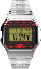 Timex Space Invaders Retro Digital Watch with Silver Bracelet TW2V30000