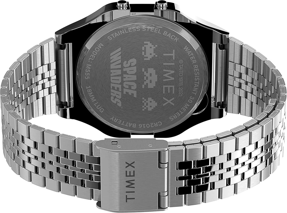 Timex Space Invaders Retro Digital Watch with Silver Bracelet TW2V30000