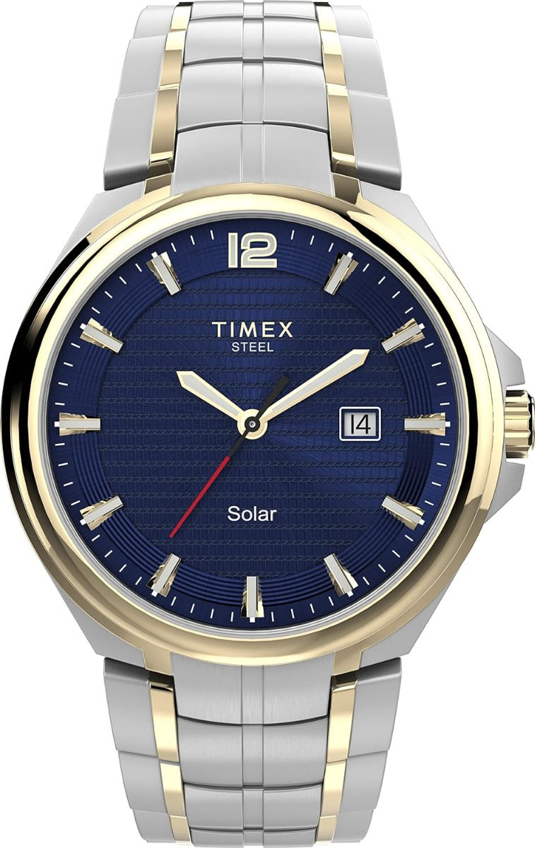 Timex Solar Men's Watch with Blue Dial and Silver Two Tone Bracelet TW2V39700