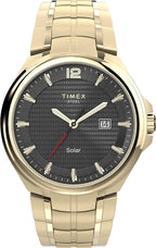 Timex Solar Men's Watch with Black Dial and Gold Bracelet TW2V39800