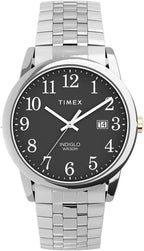 Timex Easy Reader Mens Watch with Black Dial and Silver Expanding Strap TW2V40200