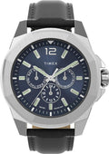 Timex Mens Watch with Blue Dial and Black Leather Strap TW2V43200