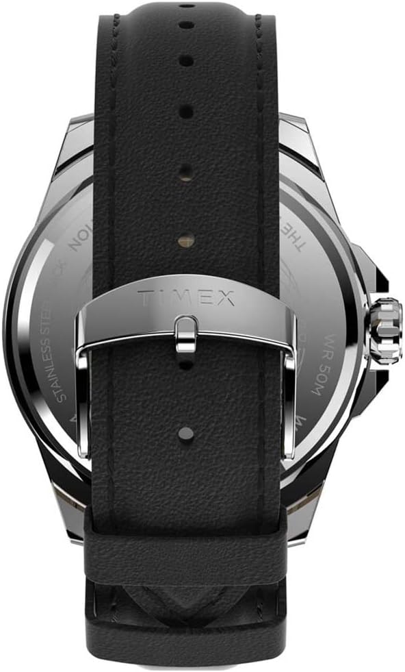 Timex Mens Watch with Blue Dial and Black Leather Strap TW2V43200