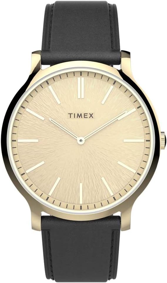 Gwylio Gallery Dynion Timex gyda Strap Lledr Du TW2V43500