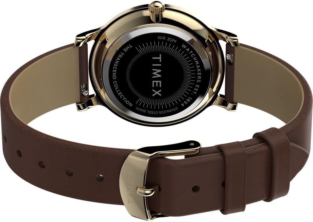 Cloc Menywod Timex gyda Strap Lledr Brown TW2V67000