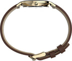 Cloc Menywod Timex gyda Strap Lledr Brown TW2V67000