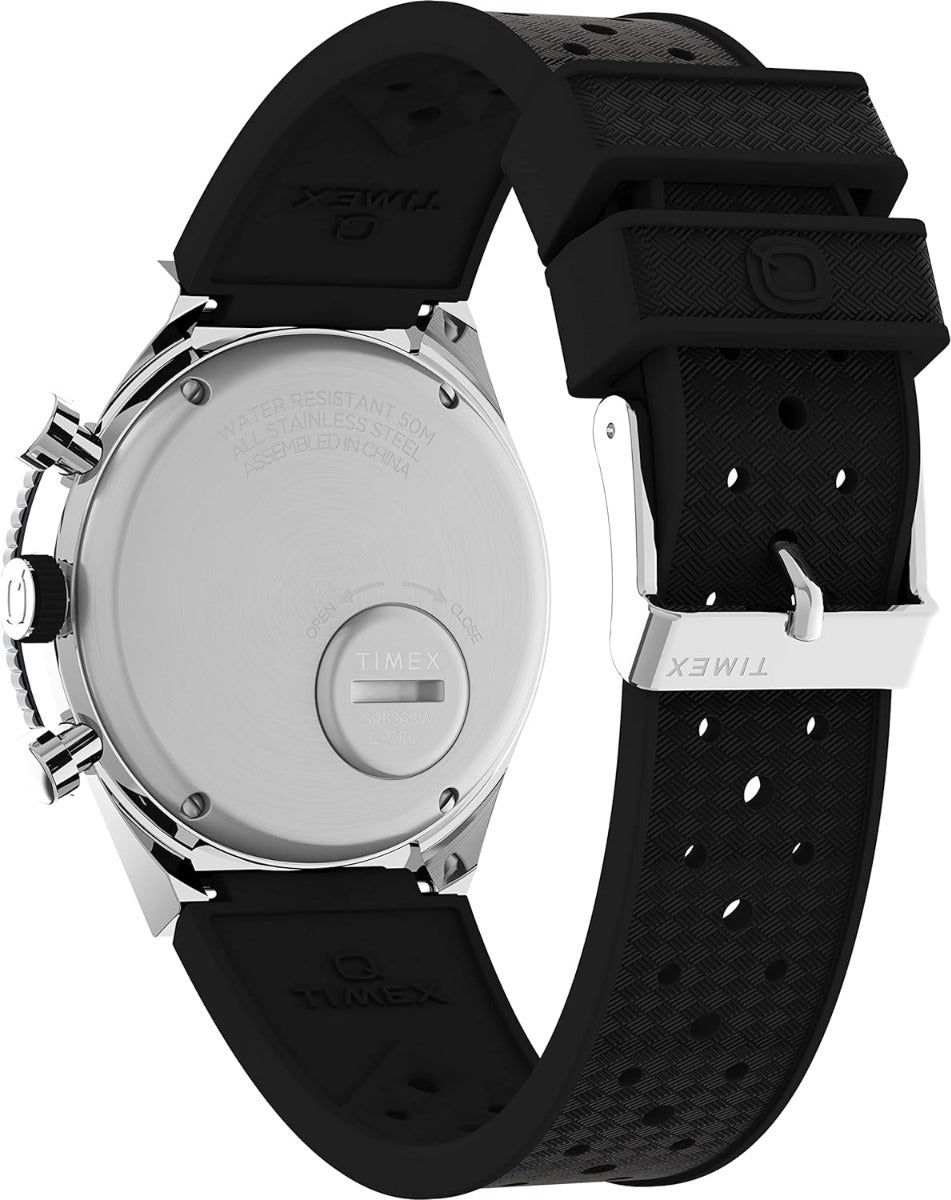 Timex Mens Q Chrono Watch with Black Silicone Strap TW2V70100