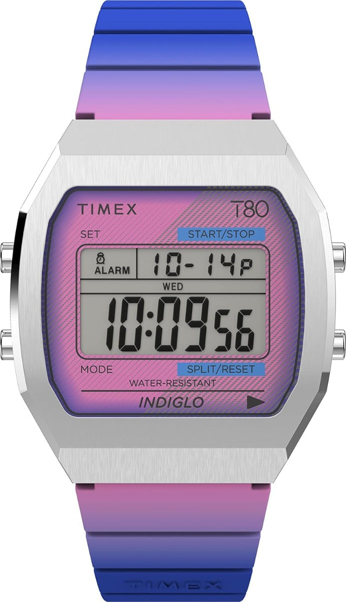 Timex Unisex Digital Watch with Blue and Purple Strap TW2V74600