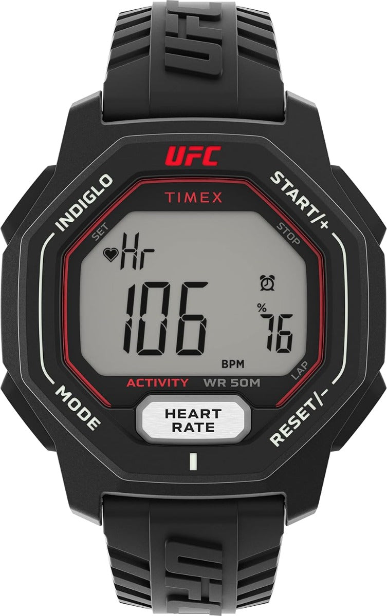 Olwyn Ddigidol Dynion Timex UFC gyda Deial Du a Strap Ddu TW2V83800