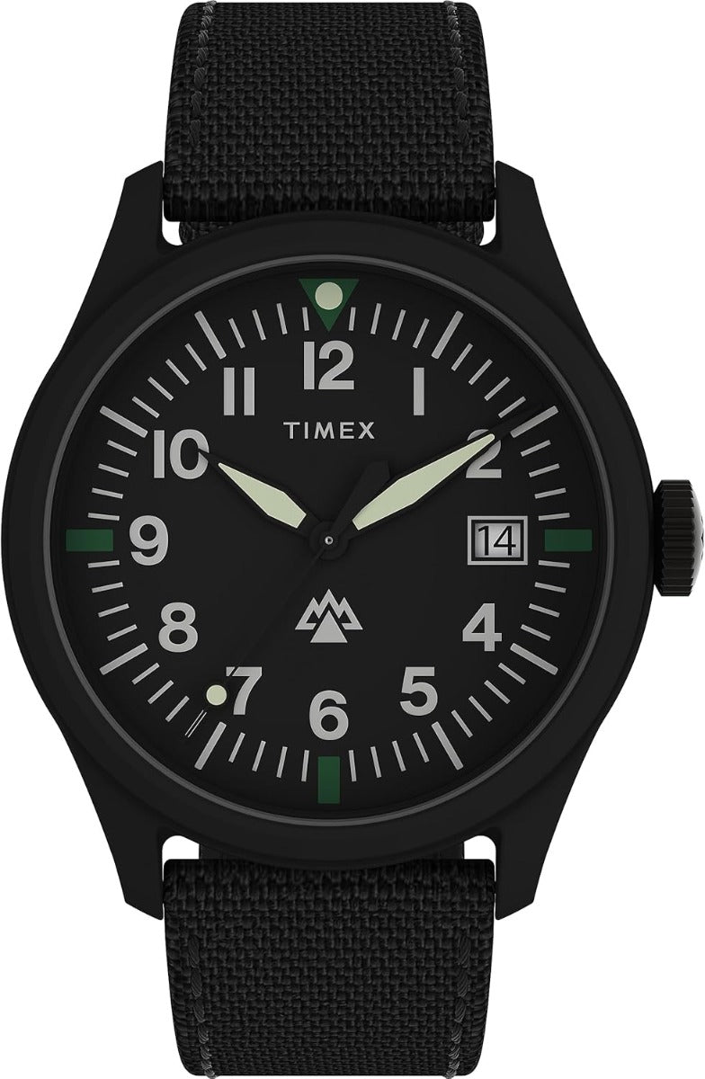 Gwylio Dynion Timex Expedition North gyda Deial Du a Strap Ddu TW2W23400